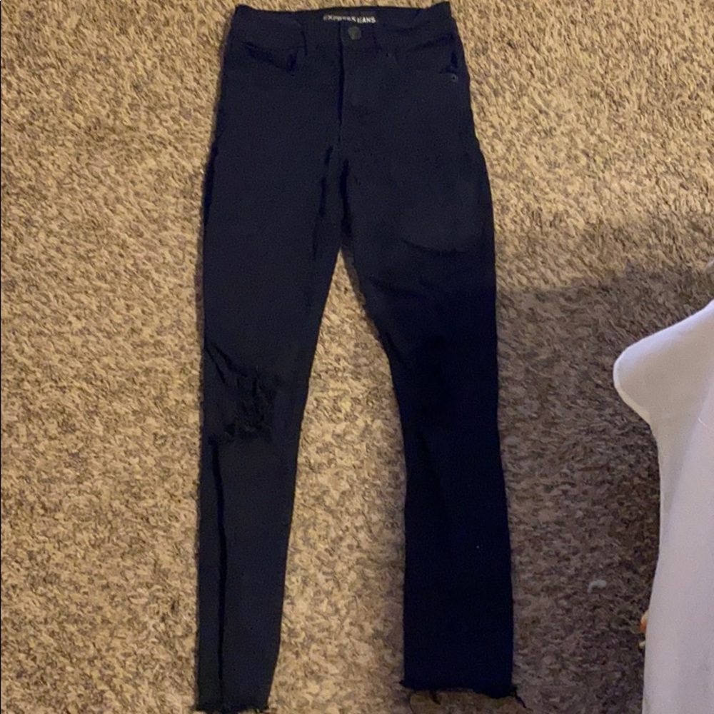 Express high rise legging black denim distressed